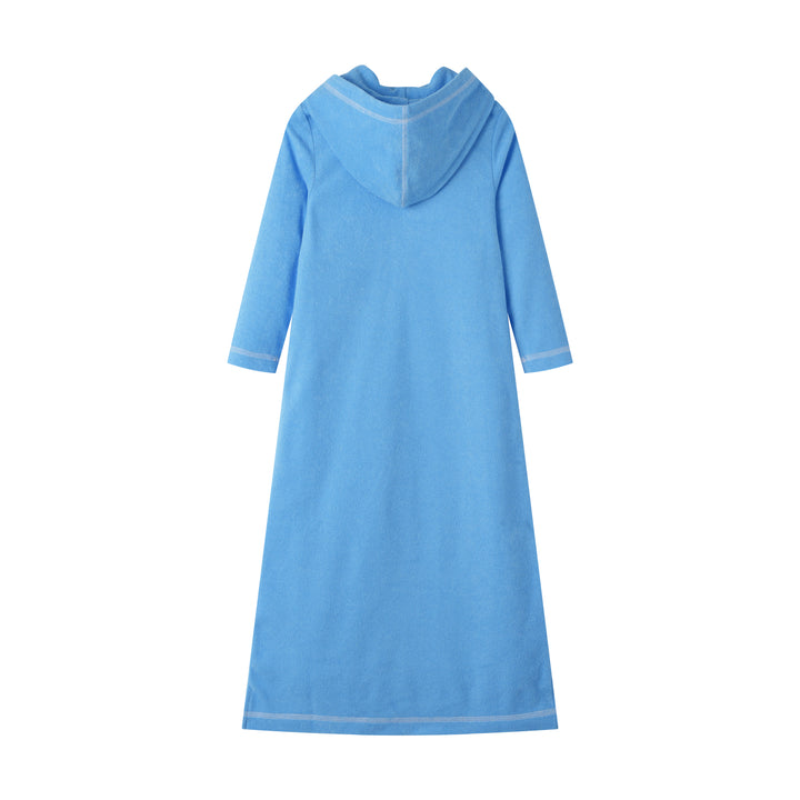 LONG SWIM ROBE WITH CENTER POCKET-AQUA
