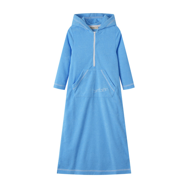 LONG SWIM ROBE WITH CENTER POCKET-AQUA