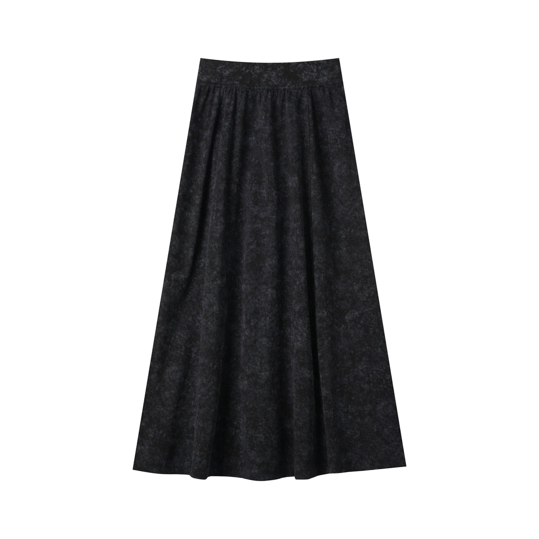 MIDI JERSEY SKIRT-BLACK