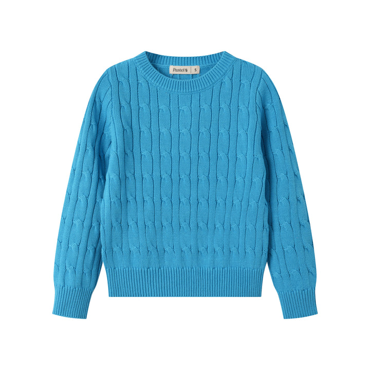 CABLE STITCH SWEATER-BLUE