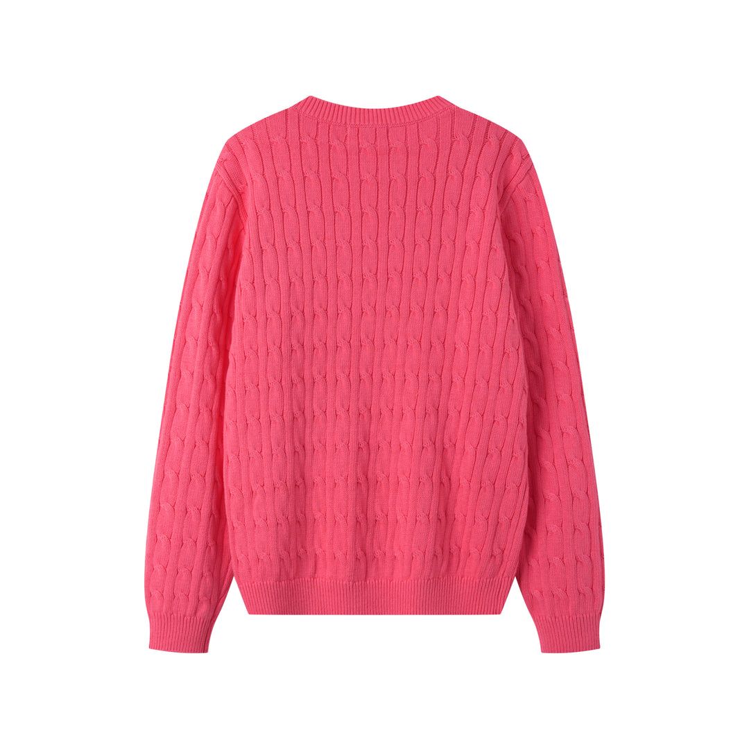 CABLE STITCH SWEATER-HOT PINK