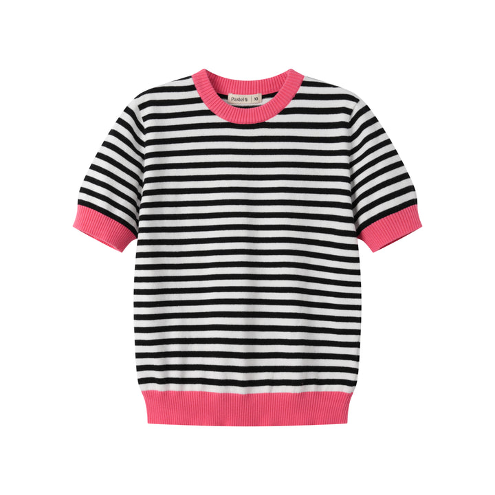 CAP SLEEVE STRIPED SWEATER-STRIPED MULTI