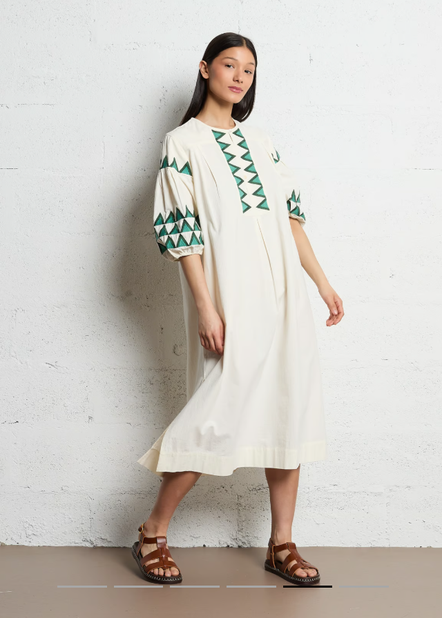 Rudo TCC02 Alpha-Off White Short sleeve long dress