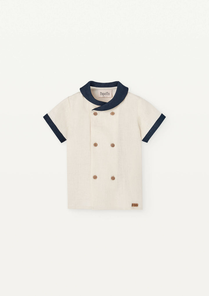 Mod 17.3 Navy Blue linen shirt with Sailor Collar