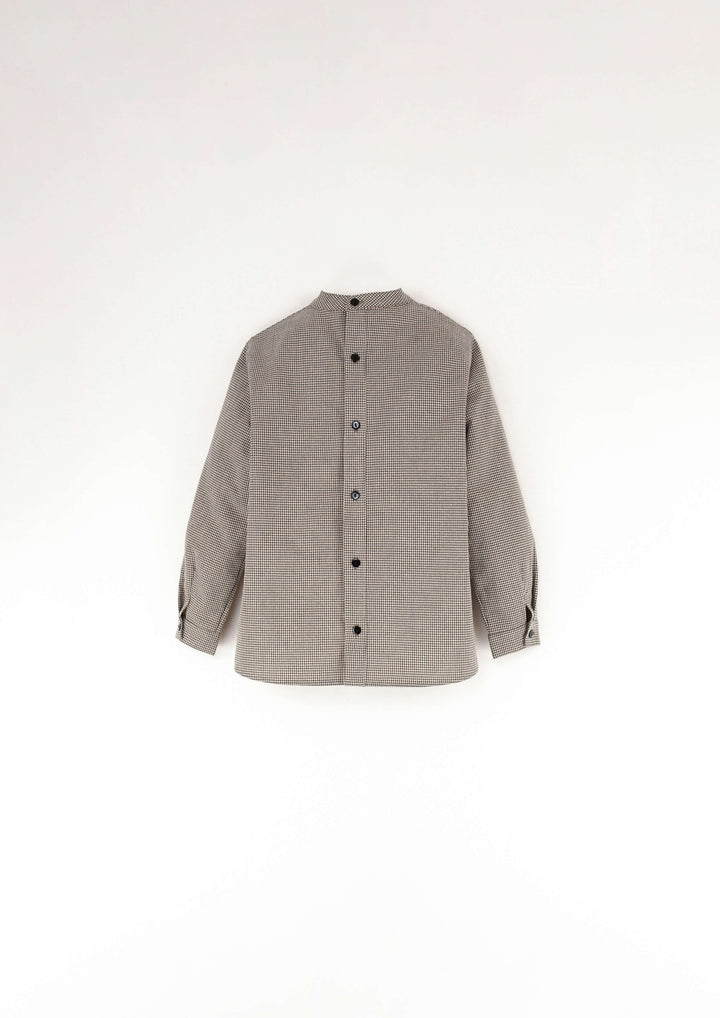 17.4-BLACK GINGHAM MANDARIN COLLAR SHIRT