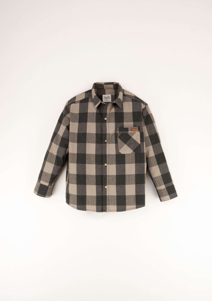 18.1-TAUPE CHECK SHIRT W/COLLAR