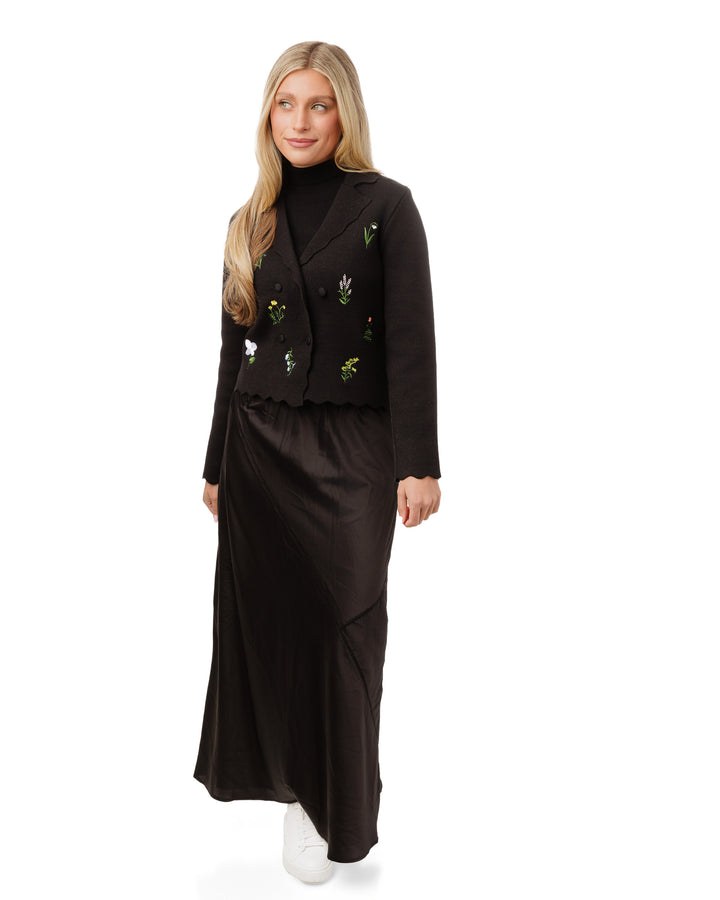 TW5128T-A-Multi Colored Floral Embroidered Blazer-Black