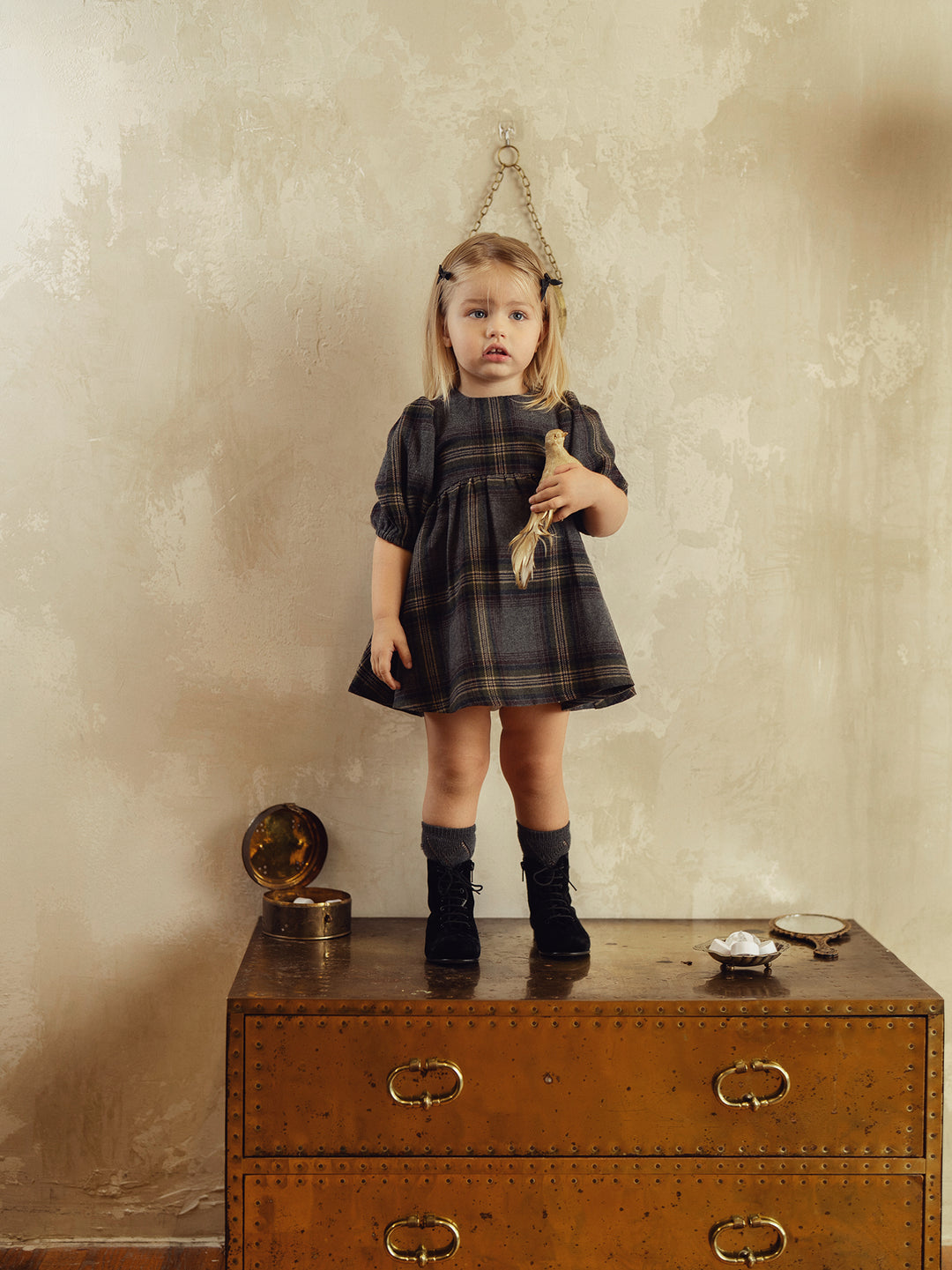 P6222-PLAID DRESS-GREY