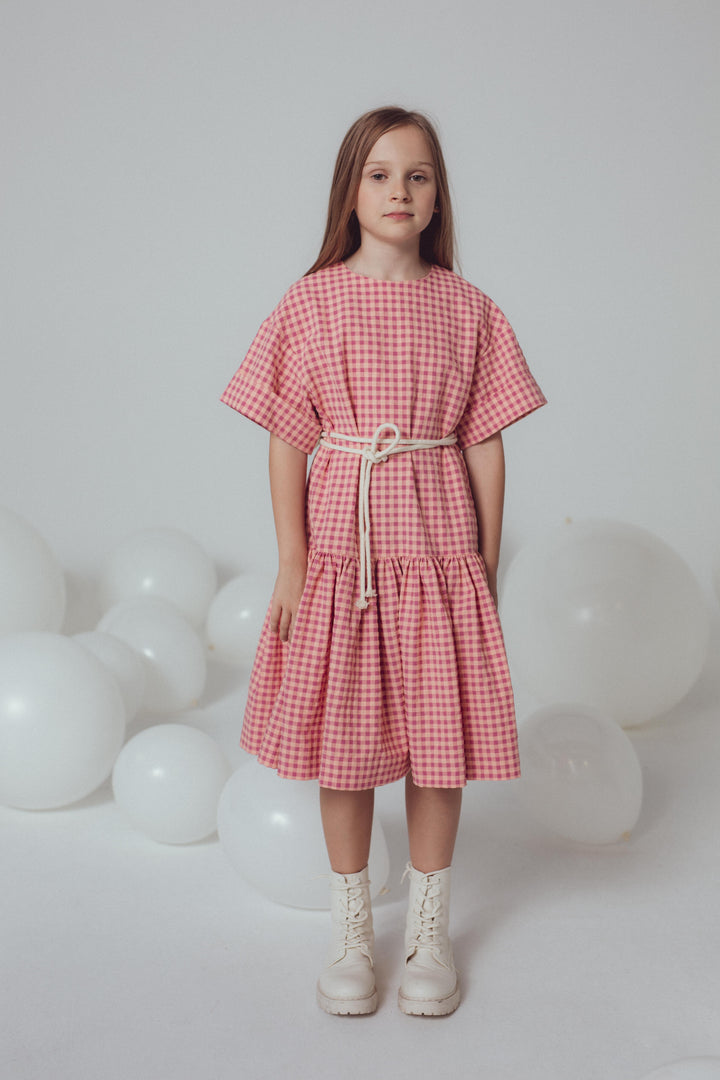 ROSE DRESS-Purple Check