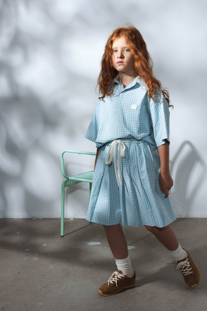 PUFF SKIRT-MINT CHECKS