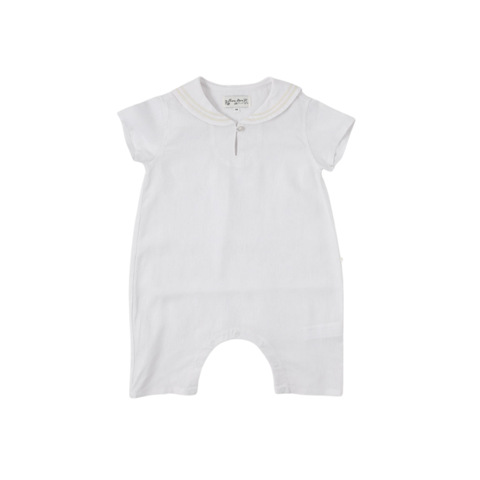 MARINE LINEN SHIRT ROMPER-ivory
