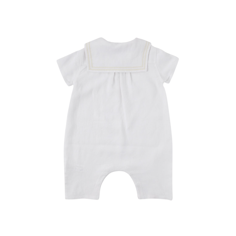 MARINE LINEN SHIRT ROMPER-ivory
