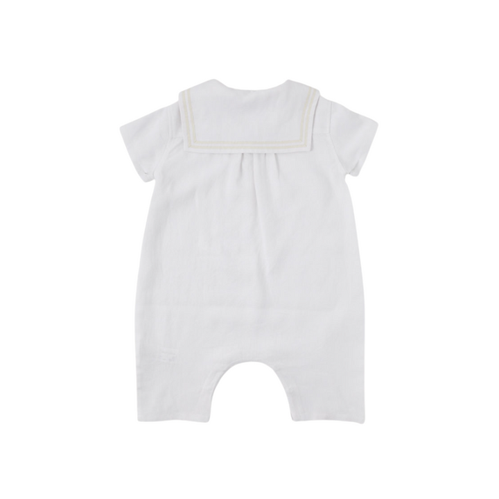 MARINE LINEN SHIRT ROMPER-ivory