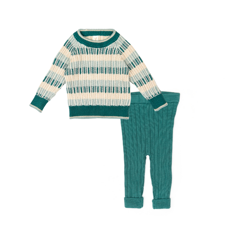 NF007/016-Mason Sweater/leggings SET-Evergreen/oatmeal/jade