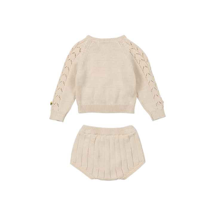 CANEA BABY CARDIGAN/BLOOMER SET-Macadamia