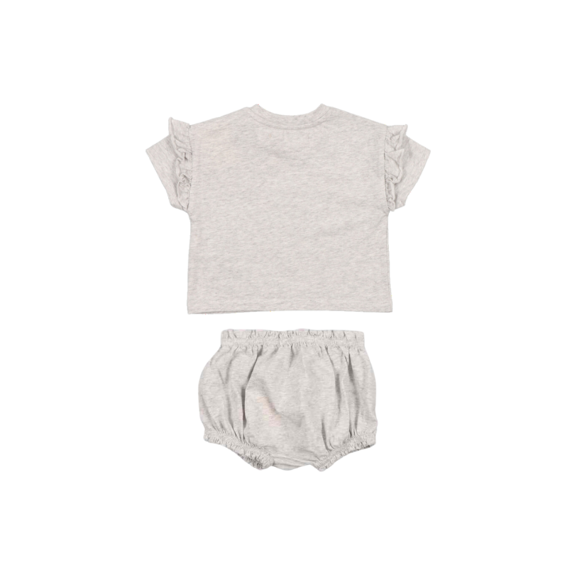 GIRL REINE SPECIAL BABY TEE/BLOOMER SET-Grey Melange