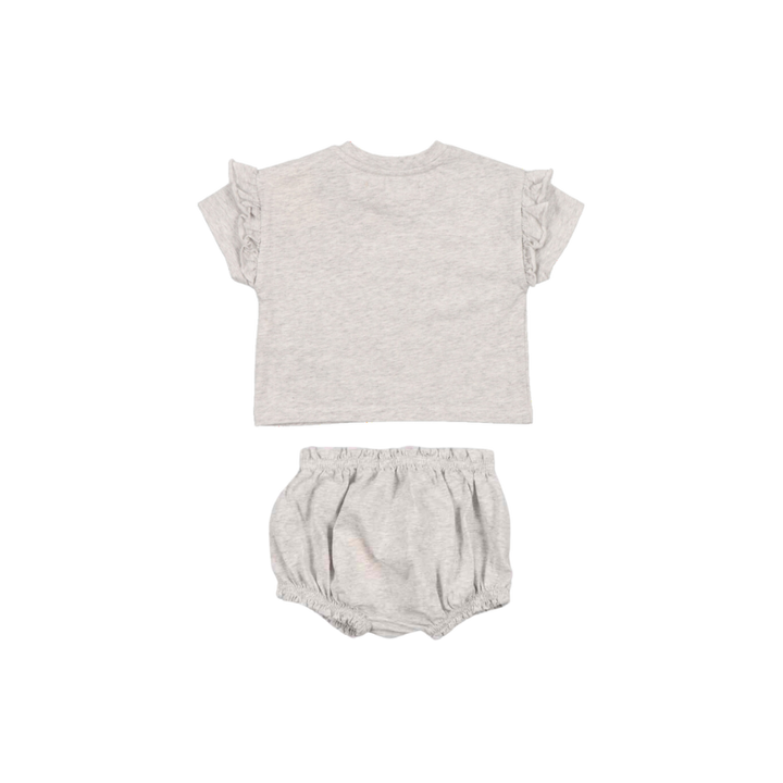 GIRL REINE SPECIAL BABY TEE/BLOOMER SET-Grey Melange