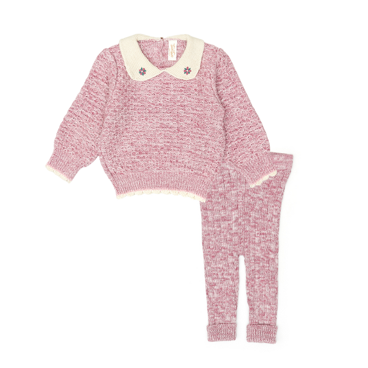 NF005/016-Lily Sweater/Legging Set-Mauve & orchid ice & cameo pink marl