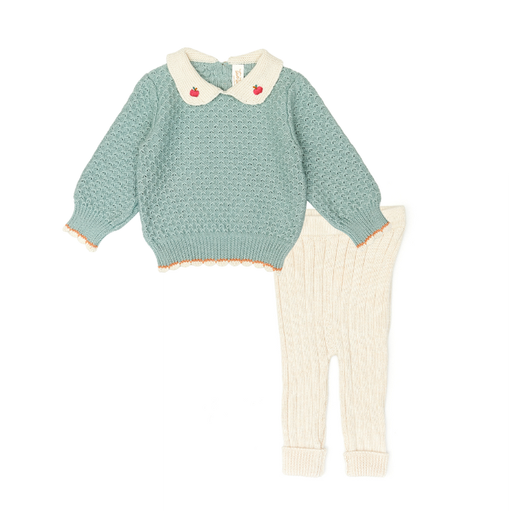 NF005/016-Lily Sweater/Legging SET-Jade & natural