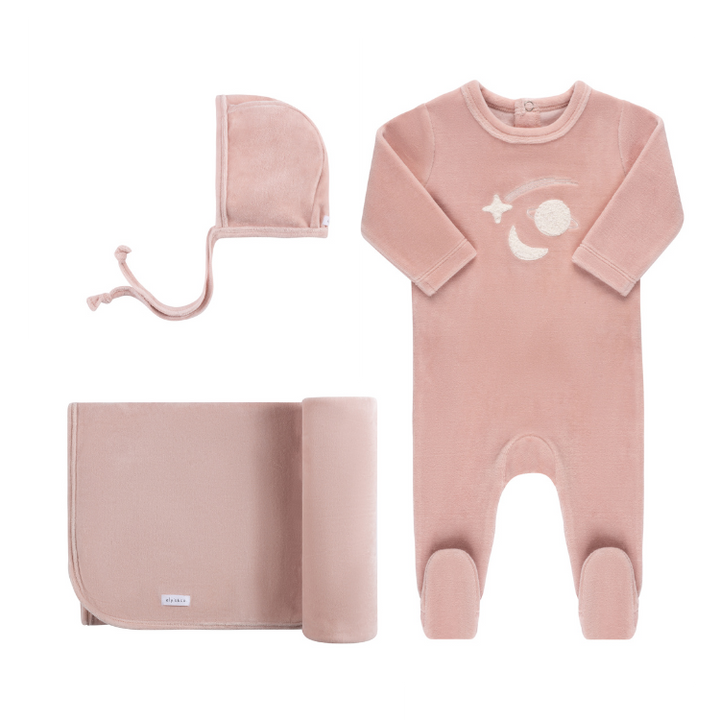 VELOUR CELESTIAL COLLECTION-3 PC SET-DUSTY PINK
