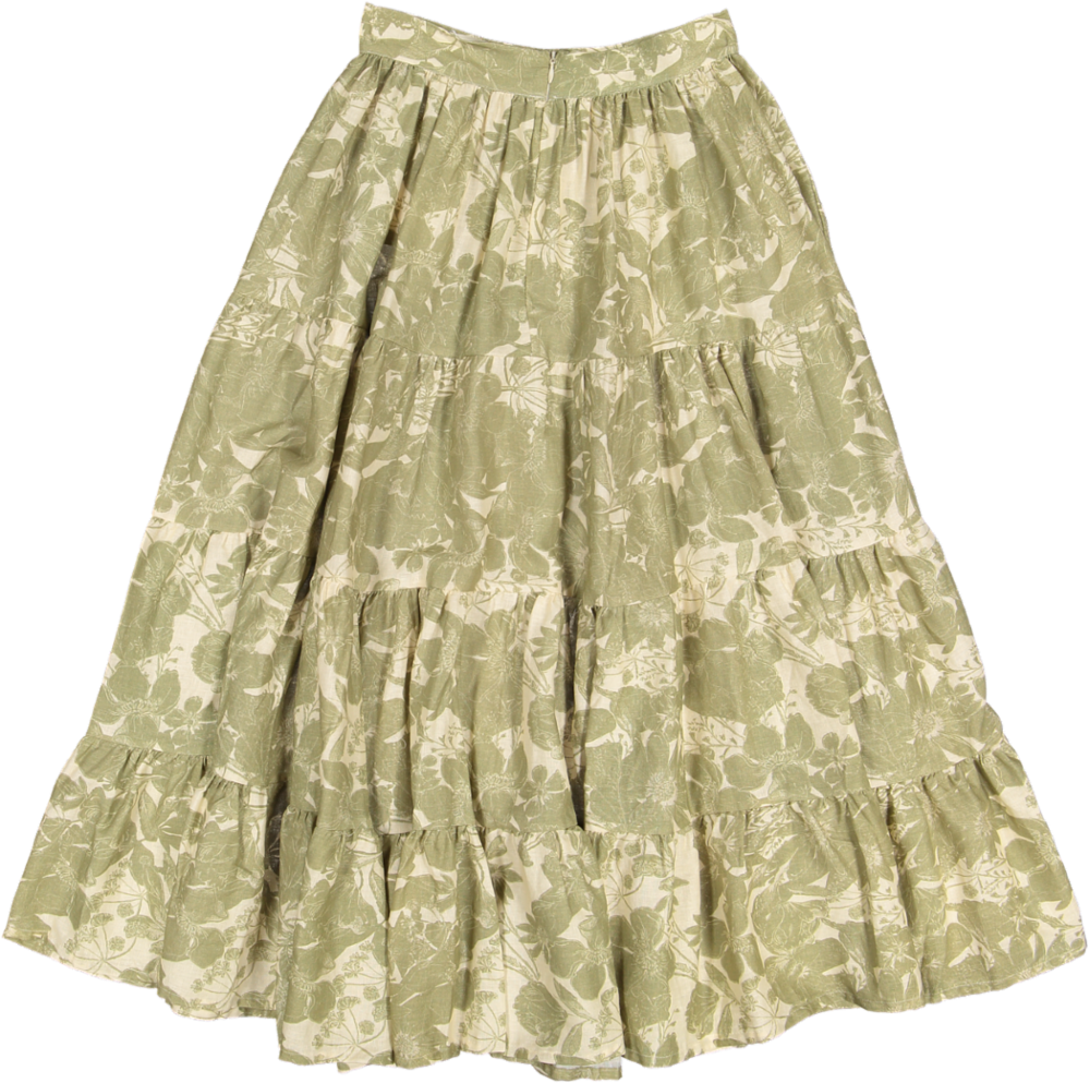 SECRET-Voluminous layered midi skirt-WARHOL GREEN