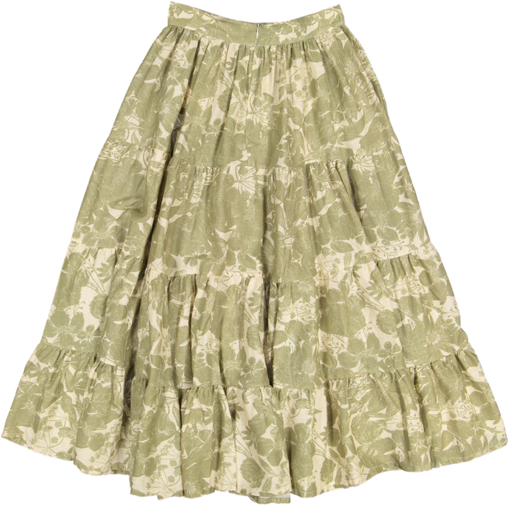 SECRET-Voluminous layered midi skirt-WARHOL GREEN