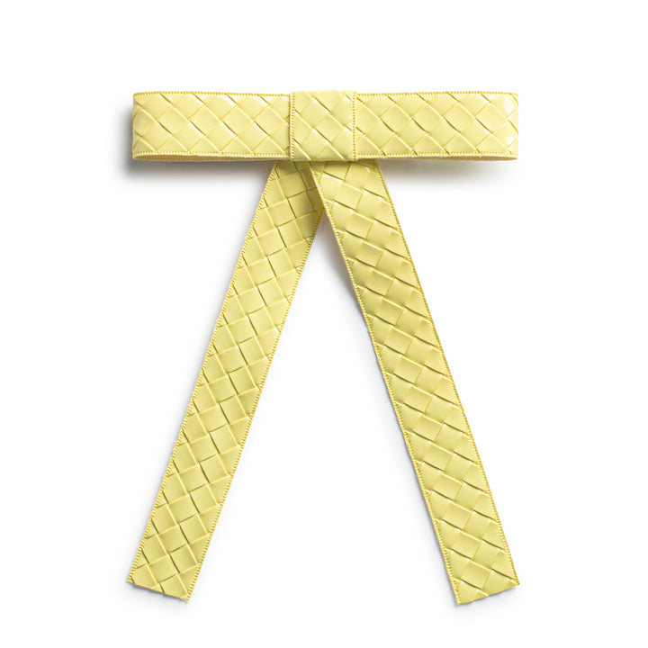 brail002-Poppy braided woven patent long tail clip lemon
