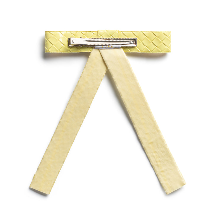 brail002-Poppy braided woven patent long tail clip lemon