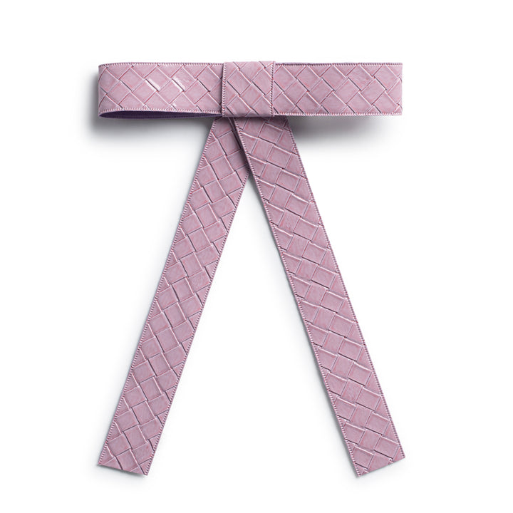 brail003-Poppy braided woven patent long tail clip lavender