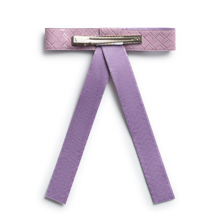 brail003-Poppy braided woven patent long tail clip lavender