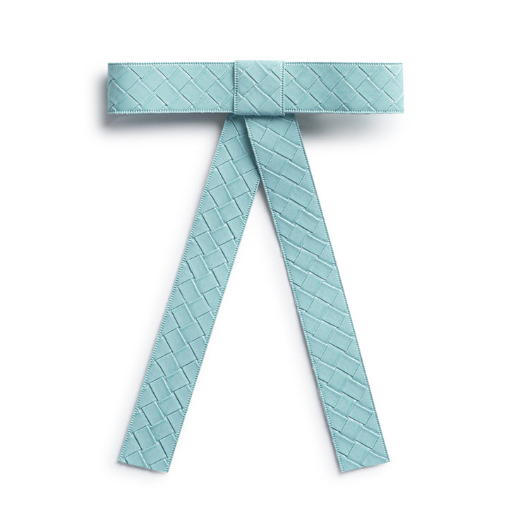 brail004-Poppy braided woven patent long tail clip powder blue