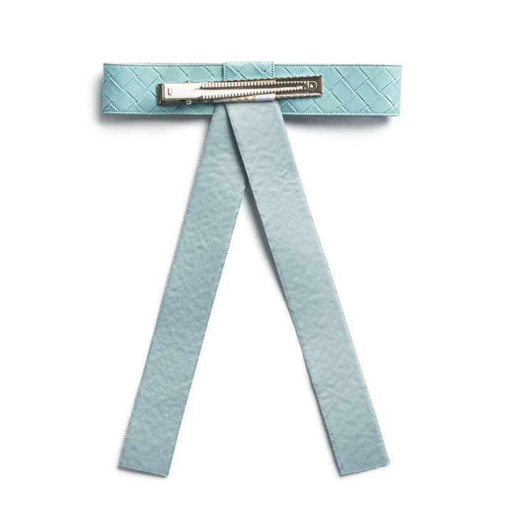 brail004-Poppy braided woven patent long tail clip powder blue