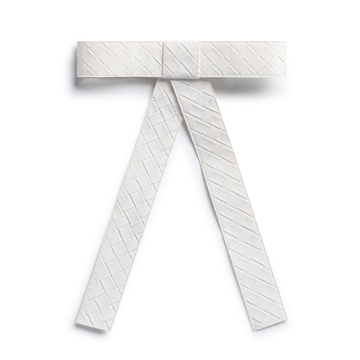 brail005-Poppy braided woven patent long tail clip white