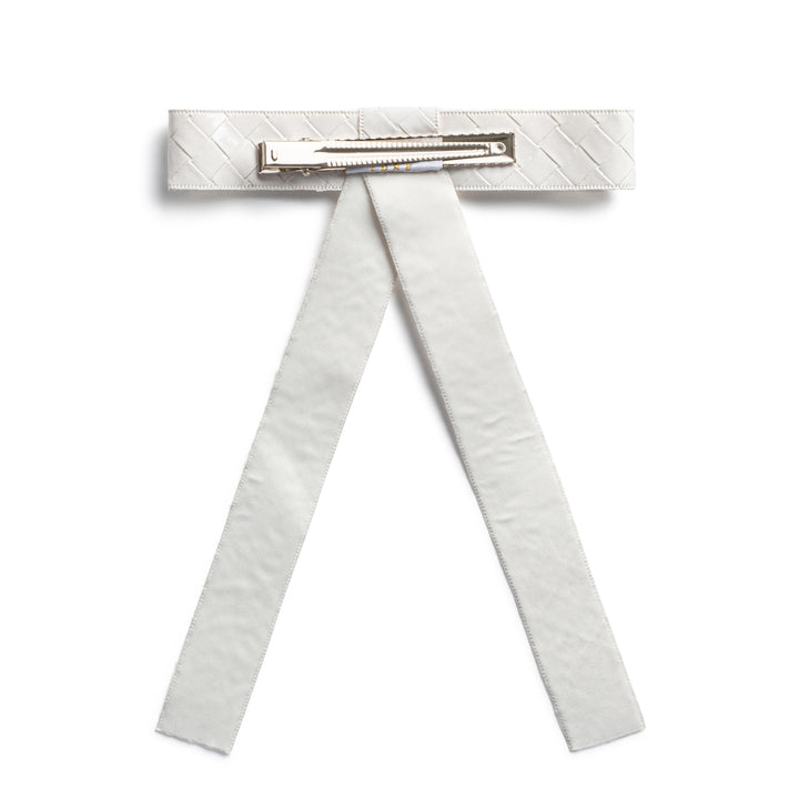 brail005-Poppy braided woven patent long tail clip white