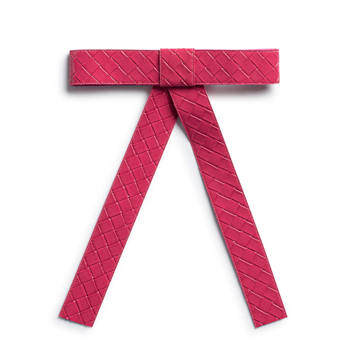 brail007-Poppy braided woven patent long tail clip rose