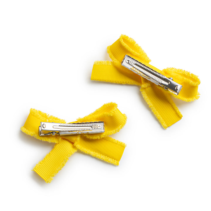 decodc001-Dahlia deconstructed grosgrain ribbon double clip set yellow