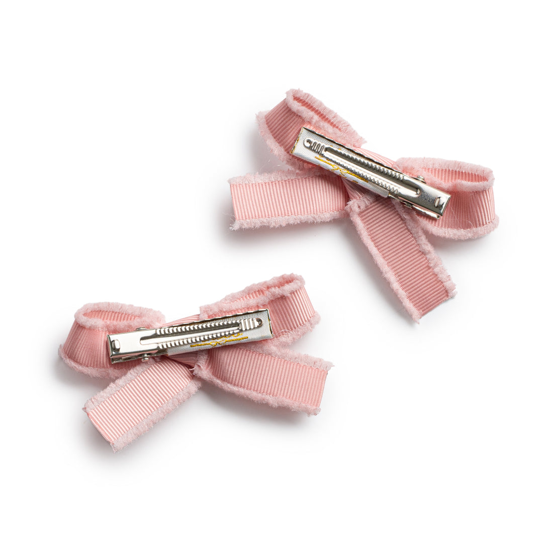 decodc002-Dahlia deconstructed grosgrain ribbon double clip set mauve