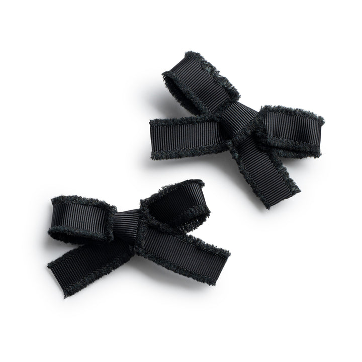 decodc003-Dahlia deconstructed grosgrain ribbon double clip set black
