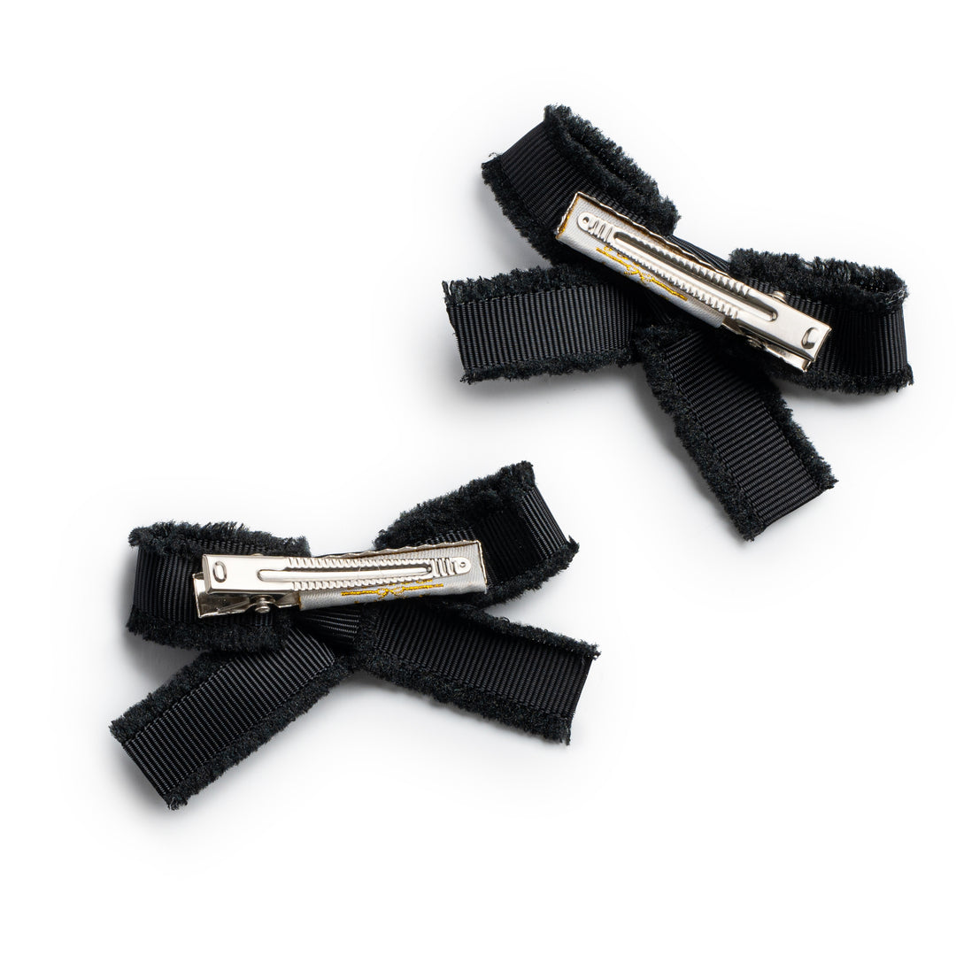 decodc003-Dahlia deconstructed grosgrain ribbon double clip set black