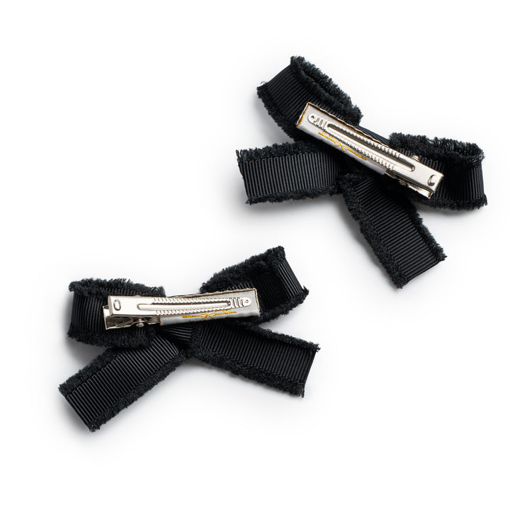decodc003-Dahlia deconstructed grosgrain ribbon double clip set black