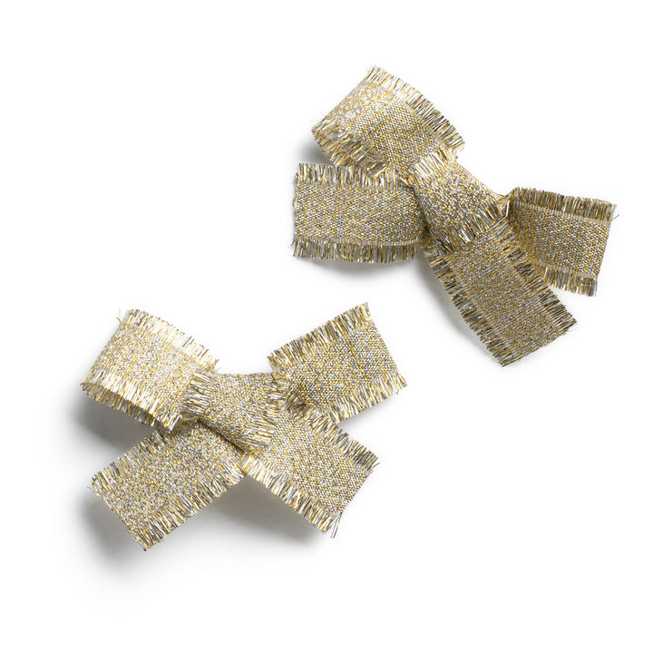 decodc004-Dahlia deconstructed grosgrain ribbon double clip set gold