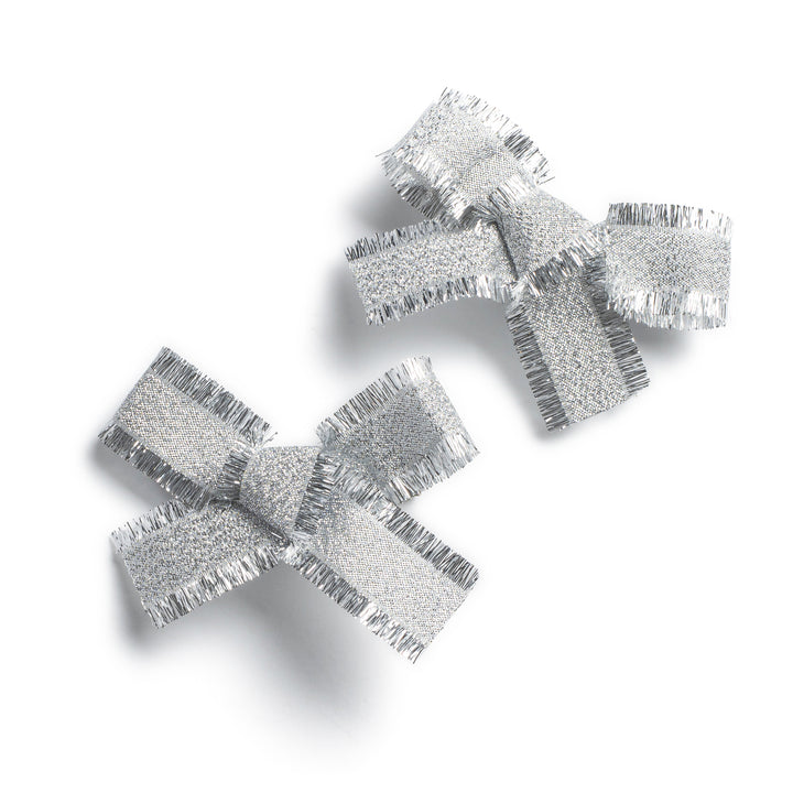 decodc005-Dahlia deconstructed grosgrain ribbon double clip set silver
