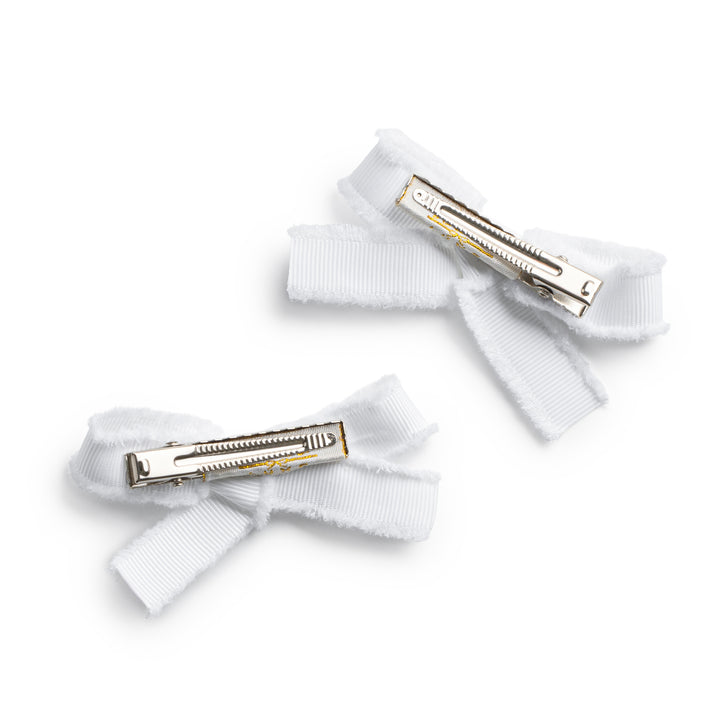 decodc006-Dahlia deconstructed grosgrain ribbon double clip set white