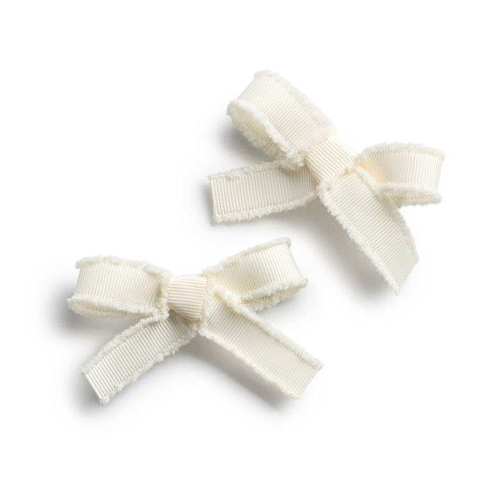 decodc007-Dahlia deconstructed grosgrain ribbon double clip set ivory