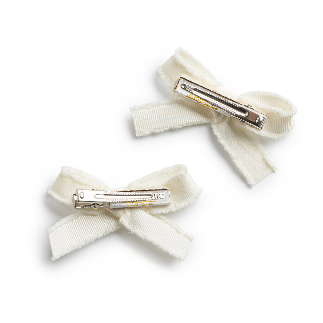 decodc007-Dahlia deconstructed grosgrain ribbon double clip set ivory