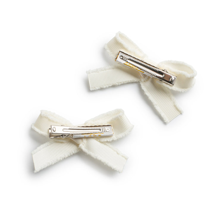 decodc007-Dahlia deconstructed grosgrain ribbon double clip set ivory
