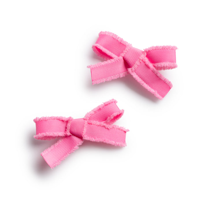 decodc008-Dahlia deconstructed grosgrain ribbon double clip set hot pink