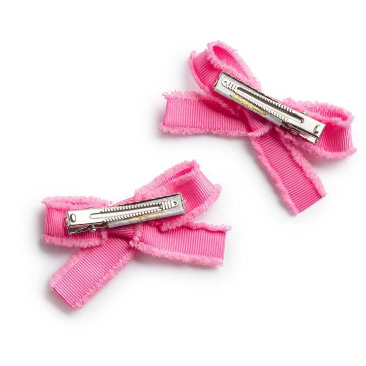 decodc008-Dahlia deconstructed grosgrain ribbon double clip set hot pink