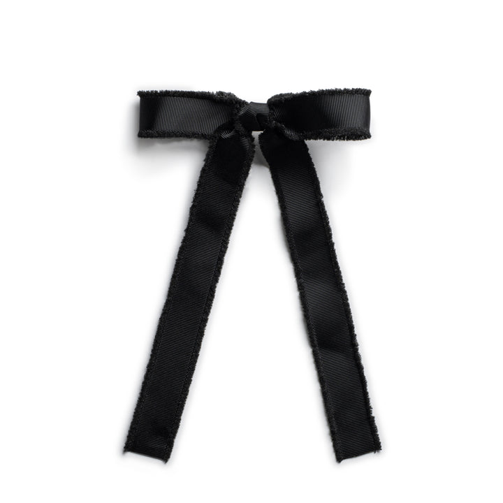 decol003-Dahlia deconstructed grosgrain ribbon long tail clip black