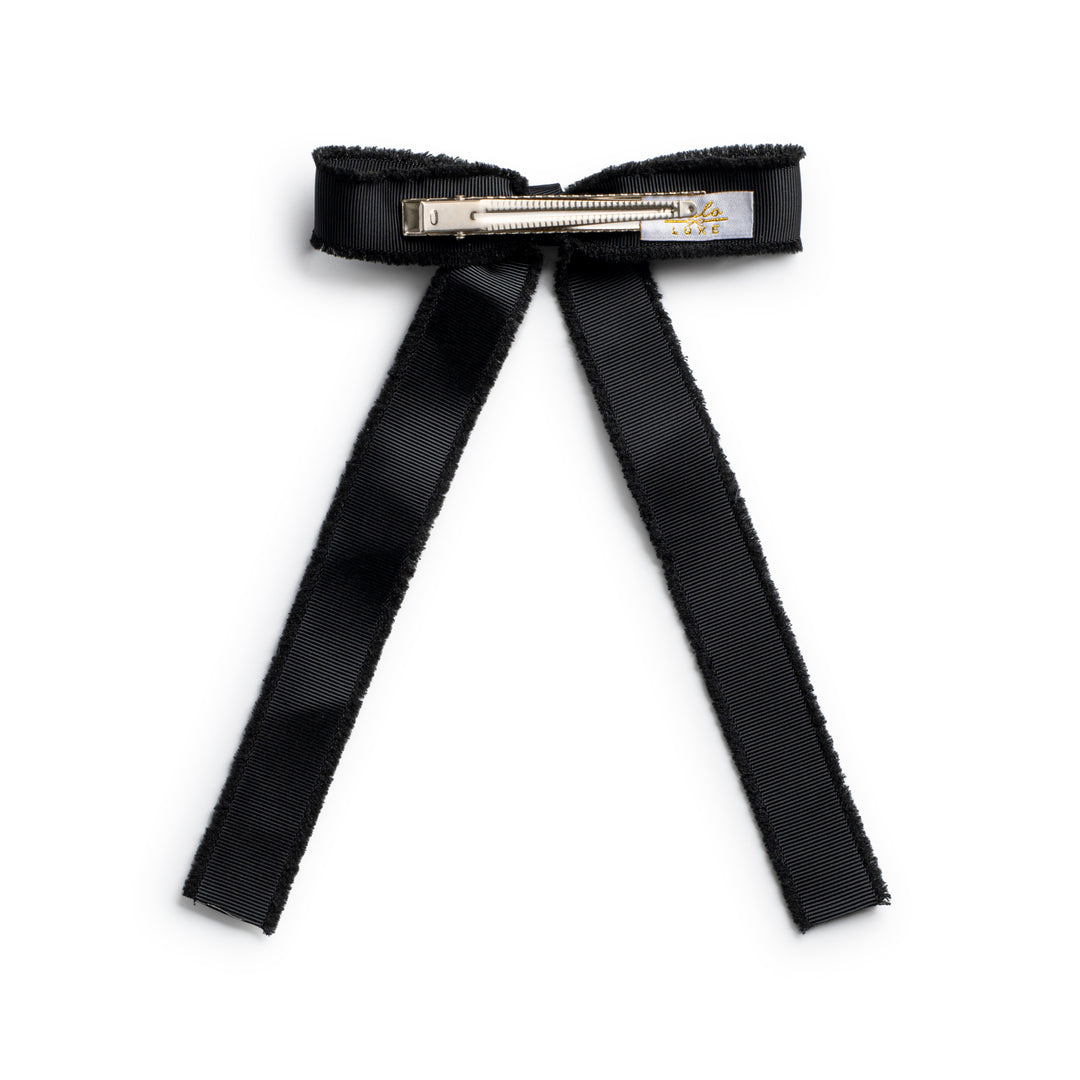 decol003-Dahlia deconstructed grosgrain ribbon long tail clip black